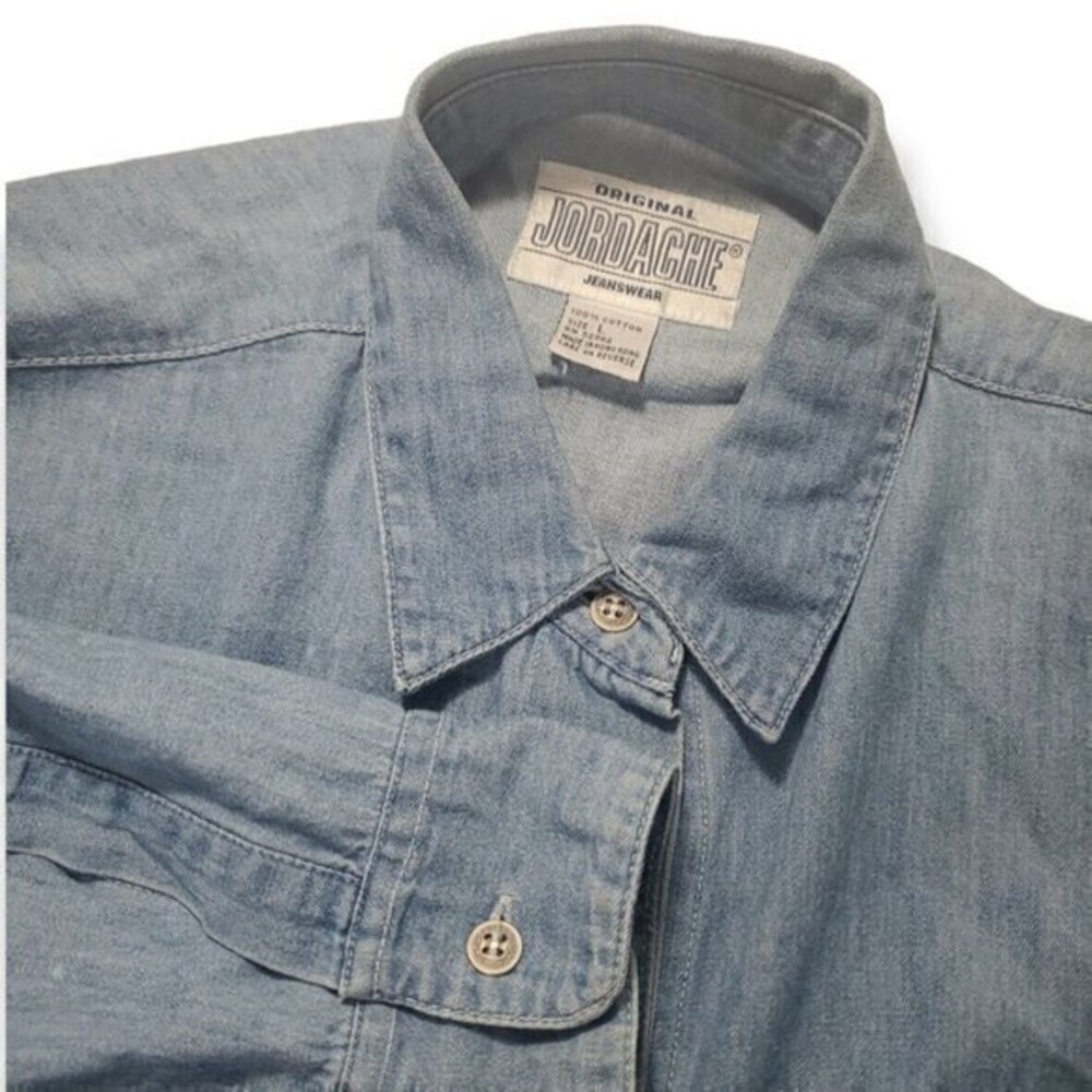 Original JORDACHE Jeanswear Denim Front Tie Long Sleeve Crop Top 90s